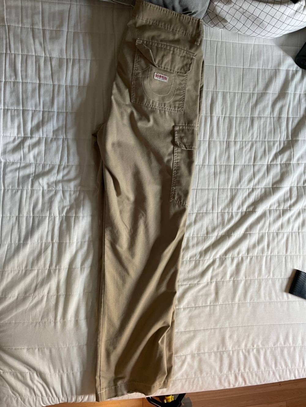 True Religion Men's Khaki Cargo Pants with Utility Pocket